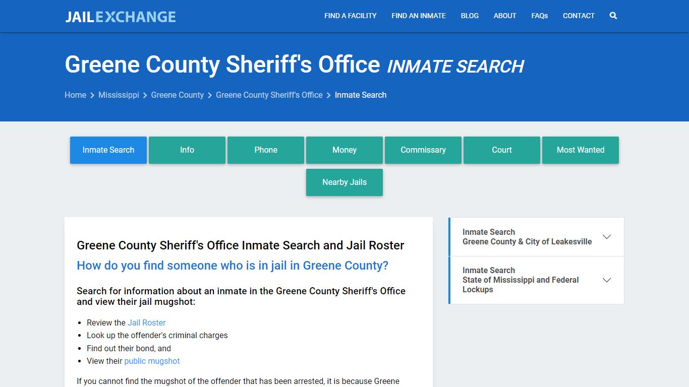 Greene County Sheriff's Office Inmate Search - Jail Exchange