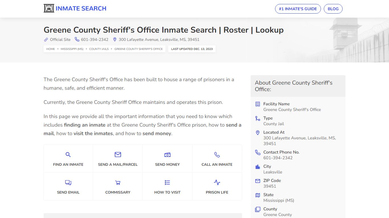 Greene County Sheriff's Office Inmate Search | Roster | Lookup